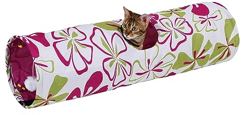 Kerbl 82638 Katzentunnel Flower mit Raschelfolie, Rascheltunnel, 25 x 90 cm