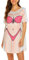 Ekouaer Strandkleid Damen Beachwear Tunika Luftig T-Shirt mit Bikini Aufdruck Sommer Bikini Cover Up Kurzarm Beachkleider, Rosa, L