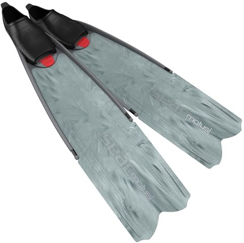 SEAC Motus Langen Flossen Fußteil, Ideal für Tauchen und Apnöetauchen, camo grau, 47/48