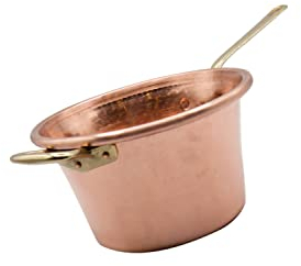 CREARTISTIC 100% Made in Italy- Kupferkessel - für Polenta - Kupfertopf für Marmelade -25cm Durchmesser- Handgefertigt aus Kupfer - Mit Messinggriff - Gehämmerter Kupferverarbeitung - für 4/5 Personen