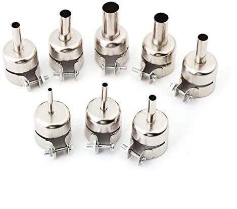 8PCS Nozzles Stainless Steel Round Heat Gun Nozzles Kits Hot Air Gun Attachments Soldering Station Repair Tools with Lock Screw (3/4/5/6/7/8/10/12mm)