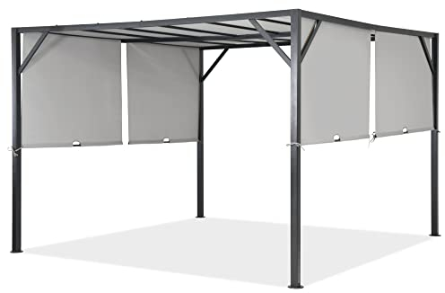 Garden Point Pergola per Terrazza Santorini | 300 x 400 cm | Ideale con mobili da Giardino e Jacuzzi | Montaggio Facile | (3 x 3 m (Antracite - Grigio))