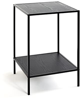 HAKU Möbel Table d'appoint Noir, MDF, Tube d'acier - Dim.: L 40,00 cm x H 60,00 cm x P 40,00 cm, Style: Modern