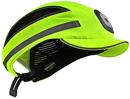 GREEN DEVIL Anstoßkappe Sicherheitsmütze mit LED Beleuchtung Baseball-Stil Sicherheitskappe Kopfschutz Schutzkappe mit ABS Hartschale Atmungsaktiv Leicht Anti-Schock