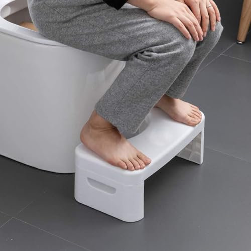 Coldcool Klappbarer Toilettenhocker, Töpfchen Tritthocker mit Duftposition, Badezimmer, Faltbarer Kothocker Kothocker | Badzubehör für jedes Alter | Sitzhaltung Fußhocker, Weiß