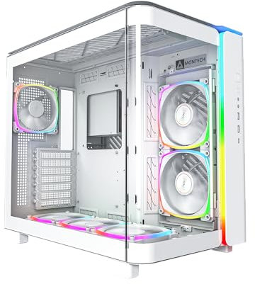 MONTECH King 95 PRO Dual-Chamber ATX Mid-Tower PC Gaming Case, High-Airflow, Toolless Panels, Sturdy Curved Tempered Glass Front, Six ARGB PWM Fan Pre-Installed with Fan Hub, King 95 PRO White US