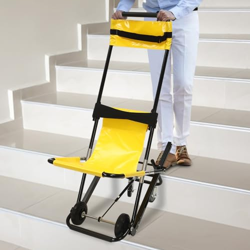 Tragestuhl Tragstuhl Patiententransport Treppenstuhl Manueller Lift Treppenstuhl Klappbarer Evakuierungsstuhl Klapptreppenstuhl für Brandeinsätzen/Krankenwagen, 350lb, 90X54X156cm