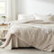 Tospass Housse de Couette Seersucker 140x200cm Beige Gaufré Rayé Elegant Parure de Lit 1 Personne Adulte Ado avec Fermeture Éclair Linge de lit en Microfibre Rayures avec 1 Taies d'oreiller 65x65cm