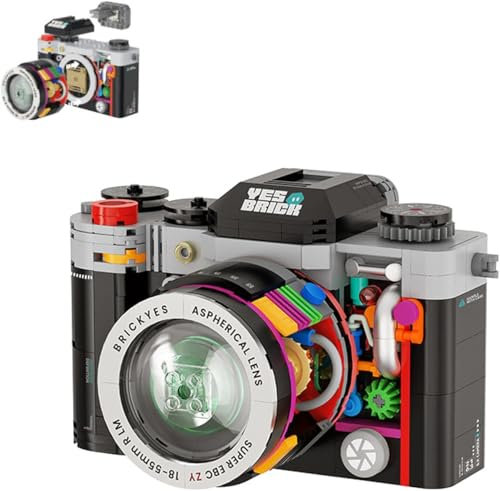 Yunigzmy Blocs de Construction pour Appareil Photo Rétro, 556 Pièces, Kit Numérique (Noir)