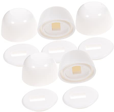 DOITOOL 5 Sets Toilet Decoration Hat Toilet Cistern Plunger Toilet Seat Fittings Potty Liners Holder Screws Handle Toilet Block Spanner Rialto Shifter Bolts Toilet Bolt Caps White Plastic