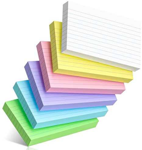 300 Count Colored Index Cards 3 x 5 Inch Ruled Index Cards, Flash Cards College Ruled for School, College, Office and Home Organization, Durable Study To Do List Note Cards with Ruled Lines