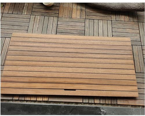 Tappetino da doccia antiscivolo in legno massello, 40 x 40 cm, impermeabile, per camper, docce interne/esterne, spa, piattaforma multiuso per pavimenti piastrellati