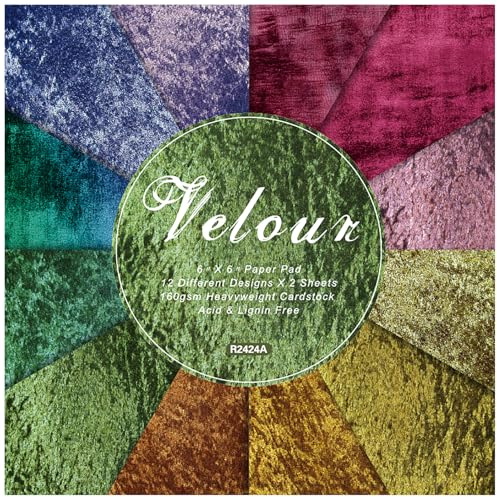 ZAKHSE Motivpapier Bunt, 24 Blatt Designpapier Einseitig Bedruckt, 15,2x15,2cm, Samt Textur Scrapbook Papier Bastelpapier Gemustert Dekorpapier für DIY Karten Gestalten Bastelprojekte, 12 Muster