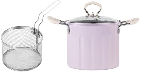 Faitout profond de 3 L avec passoire, poêle à frire de cuisine pour friture, fête, cuisine, violet, 16 x 14 cm