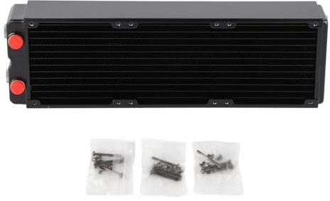 Radiador de intercambiador de calor de PC de 12 tubos, conjunto de tubo de enfriador de agua de cobre rojo de cobre para la PC s de enfriamiento de agua compacta Radiador de