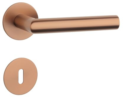 Beschläge Hamburg | STERK OVAL 1750 ROSETTE ULTRA SLIM 3MM | Türklinke mit Buntbart Rosetten ø54,5x3 mm | Türbeschlag für Zimmertüren | Drückergarnitur Türgriff für Innentüren in kupfer-farben matt