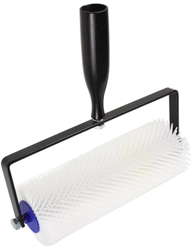 VILLCASE Bubble Remove Tool Nail Roller White Plastic and Iron Brush Handle Easy-to-hold Handle Leaves Smooth Leveling Surface for Epoxy Floor Paint Construction Brushing Painting