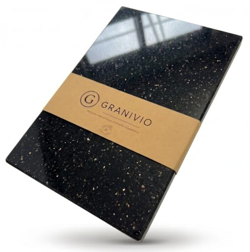 Granivio Granit Schneidebrett Servierbrett und Herdabdeckplatte Made in Germany edle Unterlegplatte aus massivem Naturstein (Star Galaxy 30x20)