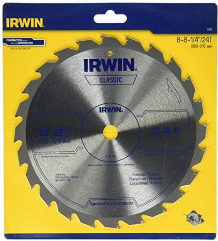 IRWIN Tools Classic Series Carbide Table/Miter Circular Saw Blade, 8 1/4-inch, 24T (15150)