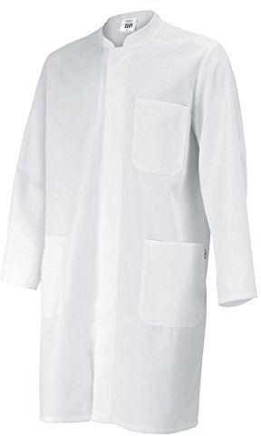 BP 1654-130-21-2XLn Unisex-Mantel, Langarm, Stehkragen, 205,00 g/m² Reine Baumwolle, weiß, 2XLn