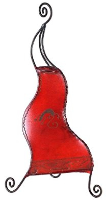 Simandra Orientalische Lampe Stehlampe marokkanische Hennalampe Lederlampe Tischleuchte Stehleuchte Orient Essaouira Gecko 50 cm Color Rot