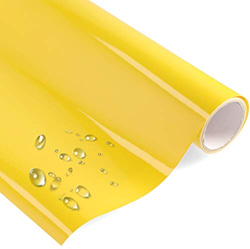 Premium Möbelfolie Hochglanz - Gelb - 1 Meter x 63 cm (Rollenware am Stück) Bastelfolie verschiedene Größen - Küchenfolie - Klebefolie für Möbel, Türen selbstklebende Folie Küche