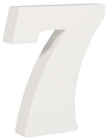 Rayher 62707000 MDF- Zahl 7, weiß, 11 cm, Stärke 2 cm, 3D-Zahl Holz, Holz-Zahl