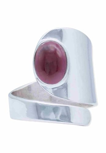mantraroma Ring 925 Silber MAHAN - größenverstellbar mit Edelstein