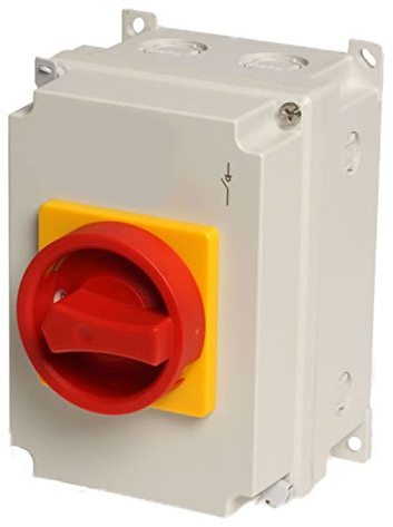 KlingerBorn 4-poliger Hauptschalter & Not-Aus-Schalter | 11kW 32A | Gelb/Rote Handhabe| Sicherheitsstandard & IP54/IP67 Schutz| Deutsche Qualitätssicherung