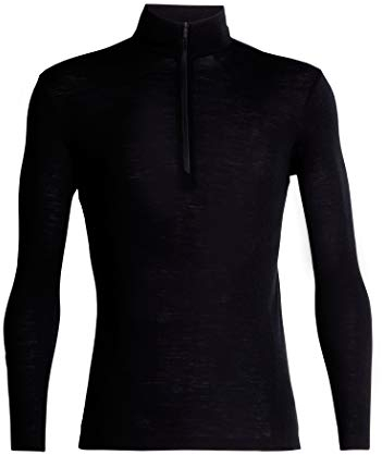 Icebreaker Herren Everyday Langarmshirt mit halben Reißverschluss - Funktionsshirt Herren - 100% Merinowolle Base Layer - Schwarz, M