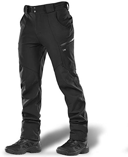 M-Tac Taktische Winter-Arbeitshose für Herren – Thermo-Softshell-Fleece-gefütterte Cargohose für kaltes Wetter und den Außenbereich, Schwarz, Klein