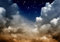 wandmotiv24 Fototapete Himmel Sternen Himmel wolken, XS 150 x 105cm - 3 Teile, Wanddeko, Wandbild, Wandtapete, M4840