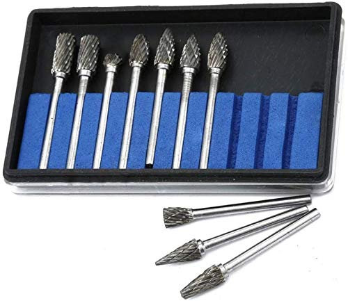 Bestgle 3mm*6mm 10PCS Fraises de Coupe Rotative Carbure Acier de Yungstène Double Coupe Fraises de Meuleuse Set Convient Pour l'Outil Rotatif Dremel