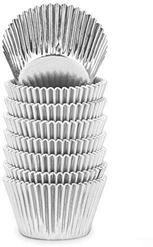 Gifbera Jumbo Large Silver Foil Cupcake Baking Cases/Muffin Cups, 160-Pack