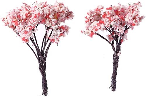 YMZ 2 Stück Drahtbaum Kirschbaum Modell Material Mini Grün Fake Kirschbaum verwendet für Home Dekoration Pflanze Grün Pastoral Wohnzimmer Büro Display