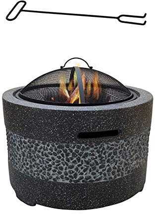 DTLEO 3-in-1 Garten Terrassenheizung Feuerschale Ø 55,5 cm mit Griffen Runde Feuerstelle Quadratisch Feuerstelle Tisch Tragbare Outdoor Feuerstelle mit Schürhaken Terrasse Schwarz