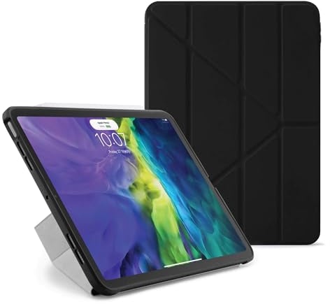 Pipetto iPad Air 4 11.9 (2020) | Coque 5 en 1 avec Position Support | Bumper en TPU résistant aux Chocs | Compatible Apple Pencil 2 synchronisation et Charge – Noir