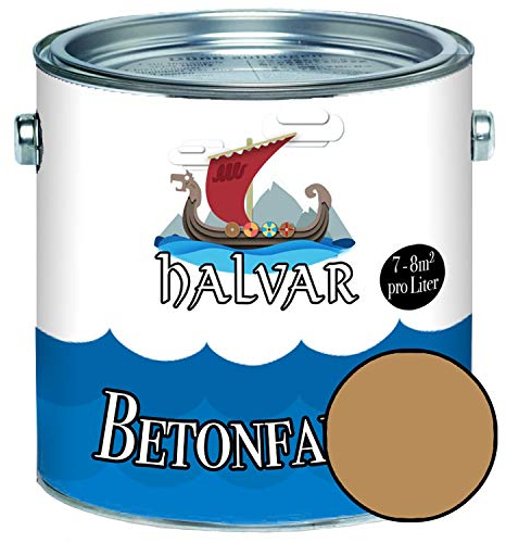 Halvar Betonfarbe/Bodenbeschichtung SEIDENMATT Gelb RAL 1000-1037 Fassadenfarbe (1 L, RAL 1011 Beigegelb)