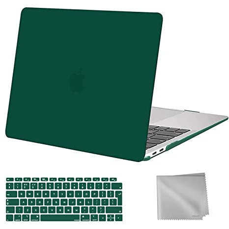 MOSISO Compatible with MacBook Air 13 inch Case M1 2021 2020 2019 2018, Hard Shell Cover Compatible for MacBook Air M1 Case 13.3 inch A2337 A2179 A1932 with Keyboard Cover & Wipe Cloth, Peacock Green