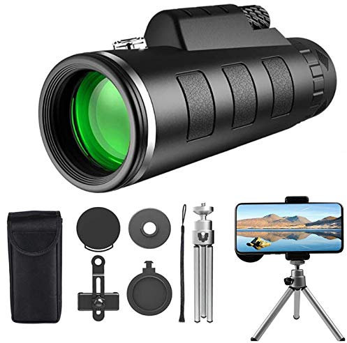 Monokular Teleskop 40x60-Hochleistungs Wasserdicht Monocular-High Definition FMC BAK4 Fernrohr -mit Smartphone Halter & Stativ mit für Vogelbeobachtung Camping Wandern Telescope