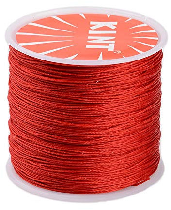 Cheriswelry Bobine de fil rond en polyester ciré pour la fabrication de bijoux, tressé, macramé - 0,5 mm - Rouge foncé - 90 m