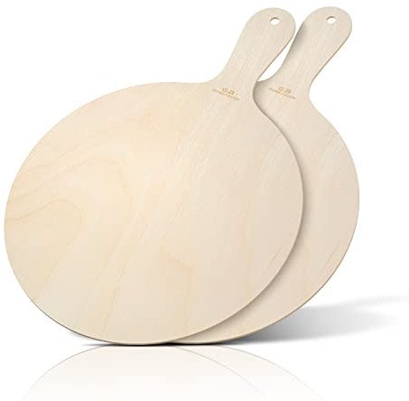 G.a HOMEFAVOR Pizzaschaufel 30,5 cm Drehbrett aus Holz in Lebensmittelqualität Spatel mit Griff zum Backen von hausgemachter Pizza, Obst, Gemüse, Käse, Charcuterie, 2er-Set
