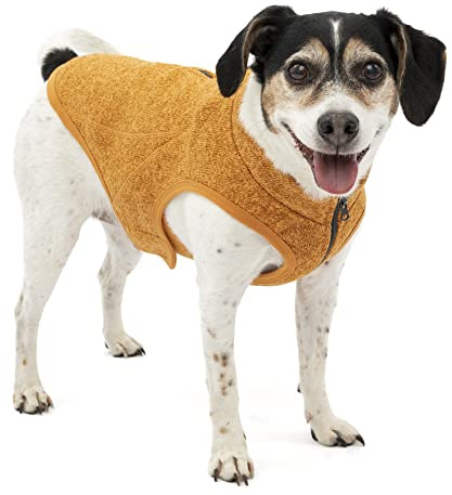 Kurgo Core Hunde-Pullover, Leichtes Fleece, Mit 2-Wege-Reißverschluss, Mit Hundegeschirr kompatibel, Größe XS, Orange