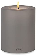 Qult Farluce Trend • Farbe Steingrau • ∅ 10 cm Höhe 12 cm • Teelichthalter in Kerzenform • Kunststoffkerze in Kerzenoptik • Mit Teelichteinsatz • inkl. 1 TLM16 Maxilight Teelicht (für ∅ 10 & 12 cm)