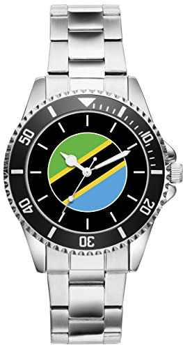KIESENBERG Herrenuhr Tansania Flagge Fahne Fan Armbanduhr Geschenk Analog Quartz Metallband Uhr 21124