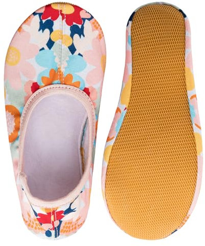 Siegertreppchen Gymnastikschuhe Stoff (Größe 26) Blumen Turnschläppchen für Mädchen & Jungen - Ballettschuhe atmungsaktiv & rutschfest – Schläppchen – Ballerinas