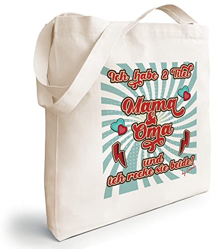 Loxato Oma Tasche - Geschenk für Beste Oma der Welt - 100% Baumwolle Jutebeutel Canvas-Stoff 220 g/m2 B35 x H42 x T8 cm - Einkaufstasche