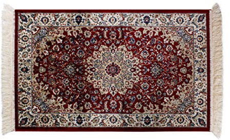 SaRani Tappeto Classico Orientale Frange Oro Arredamento Blu Bordeaux Verde (35x35 cm, Bordeaux)