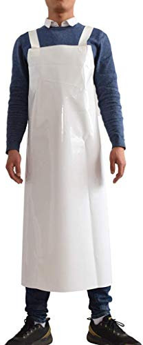 Delantal de Vinilo Resistente al Agua para Hombres y Mujeres, Resistente, extralargo, Ajustable, para Cocina, Cocina, Lavado de Platos, carnicería, Aseo de Perros, Trabajo de Laboratorio, Azul, 110