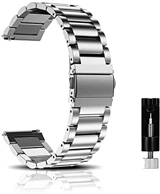 CeiBand Armband für 22MM 18MM 20MM, Metall Uhrenarmbänder, Unisex Edelstahl Uhrband Geeignet für Herren und Damen - Silber